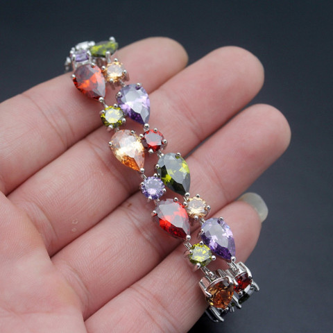  Multicolor Gemstone  Garnet Amethyst Morganite Peridot Topaz Bracelet